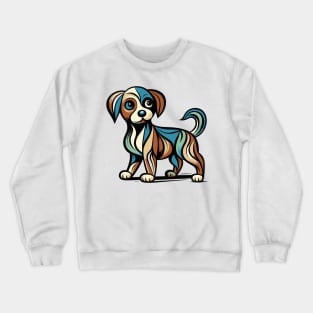 Pop art dog illustration. cubism illustration of a dog Crewneck Sweatshirt